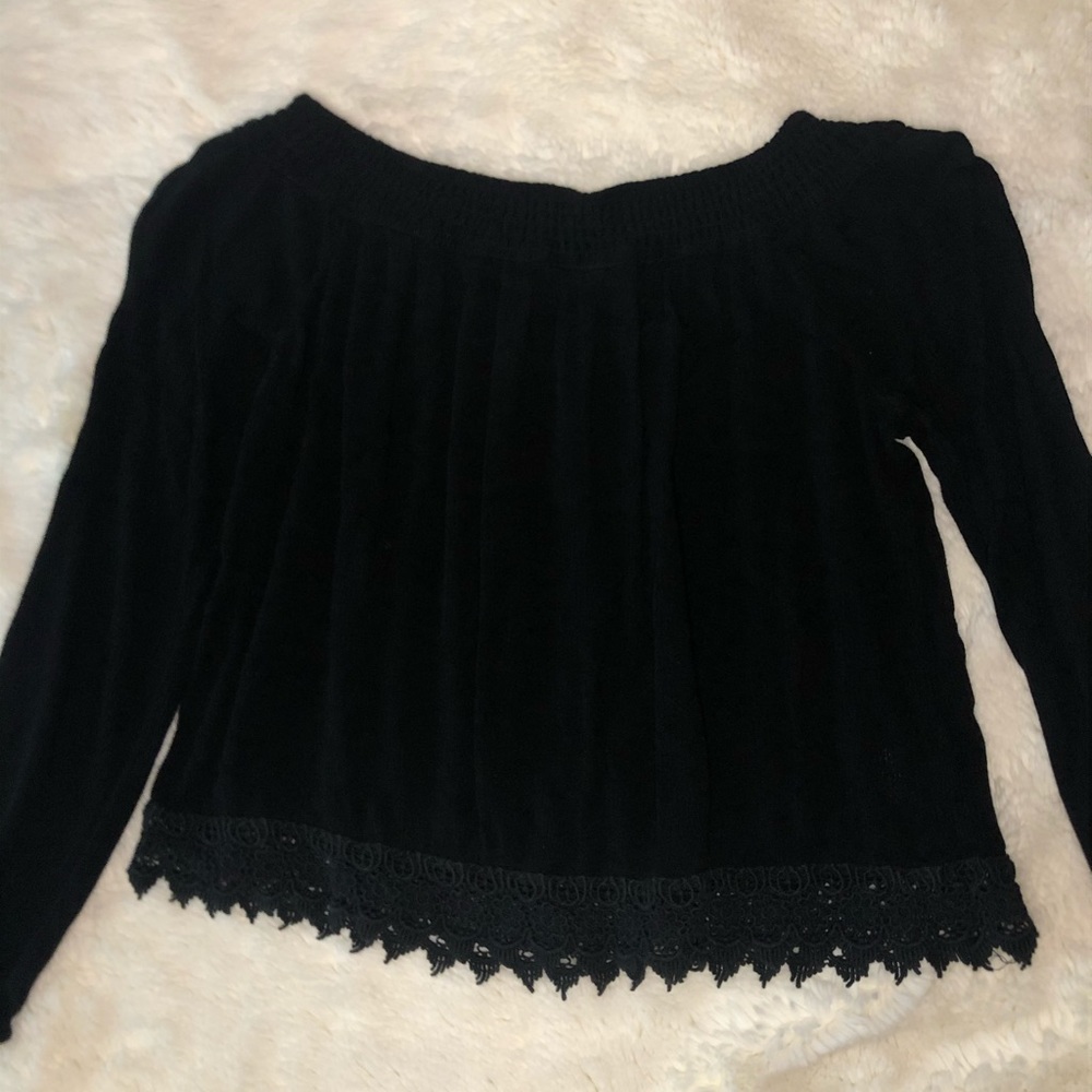 Black off the shoulder flowy top